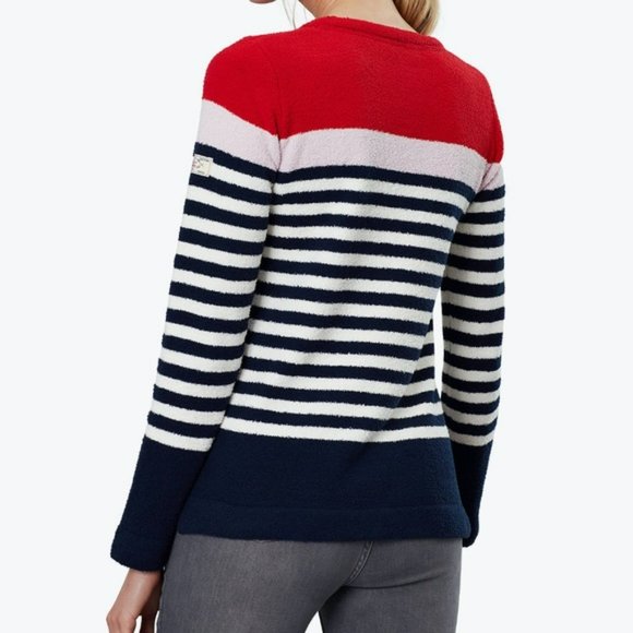 Joules | Striped Chenille Fuzzy Teddy Sweater Striped Seaham Size 4 Nautical - Picture 3 of 13